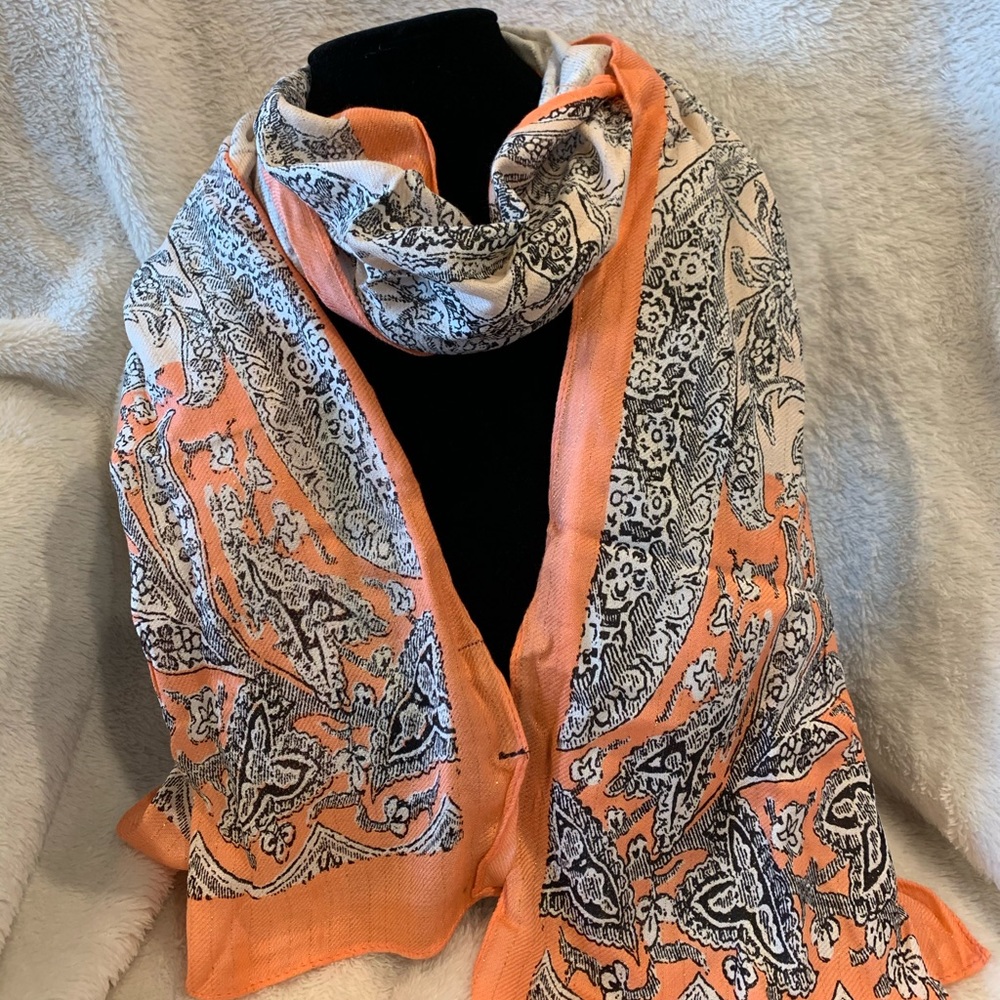 Pink Salmon scarf - shall with paisley designs